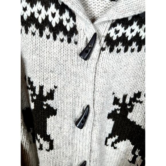 Eddie Bauer Collectibles Deer Cardigan Women’s Large Beige Tie Waist Y2K VTG - Picture 4 of 12